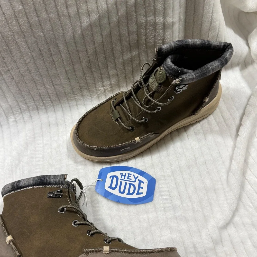 Hey Dude Bradley Y Classic Walnut Brown Plaid Lined Boots 42139-267 Youth 6